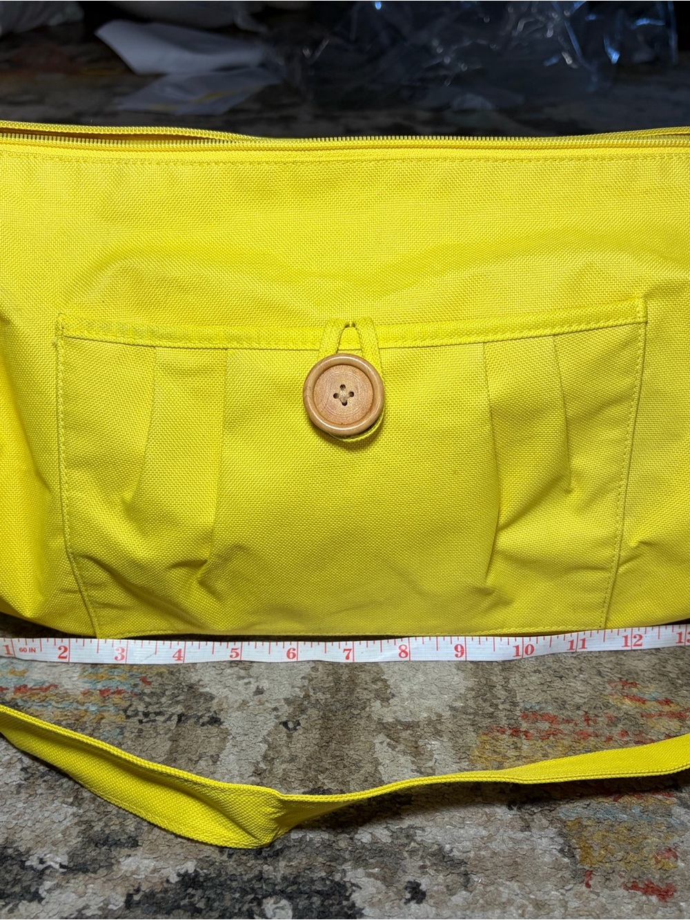 Yellow Canvas Small Duffel Bag with Button Pocket